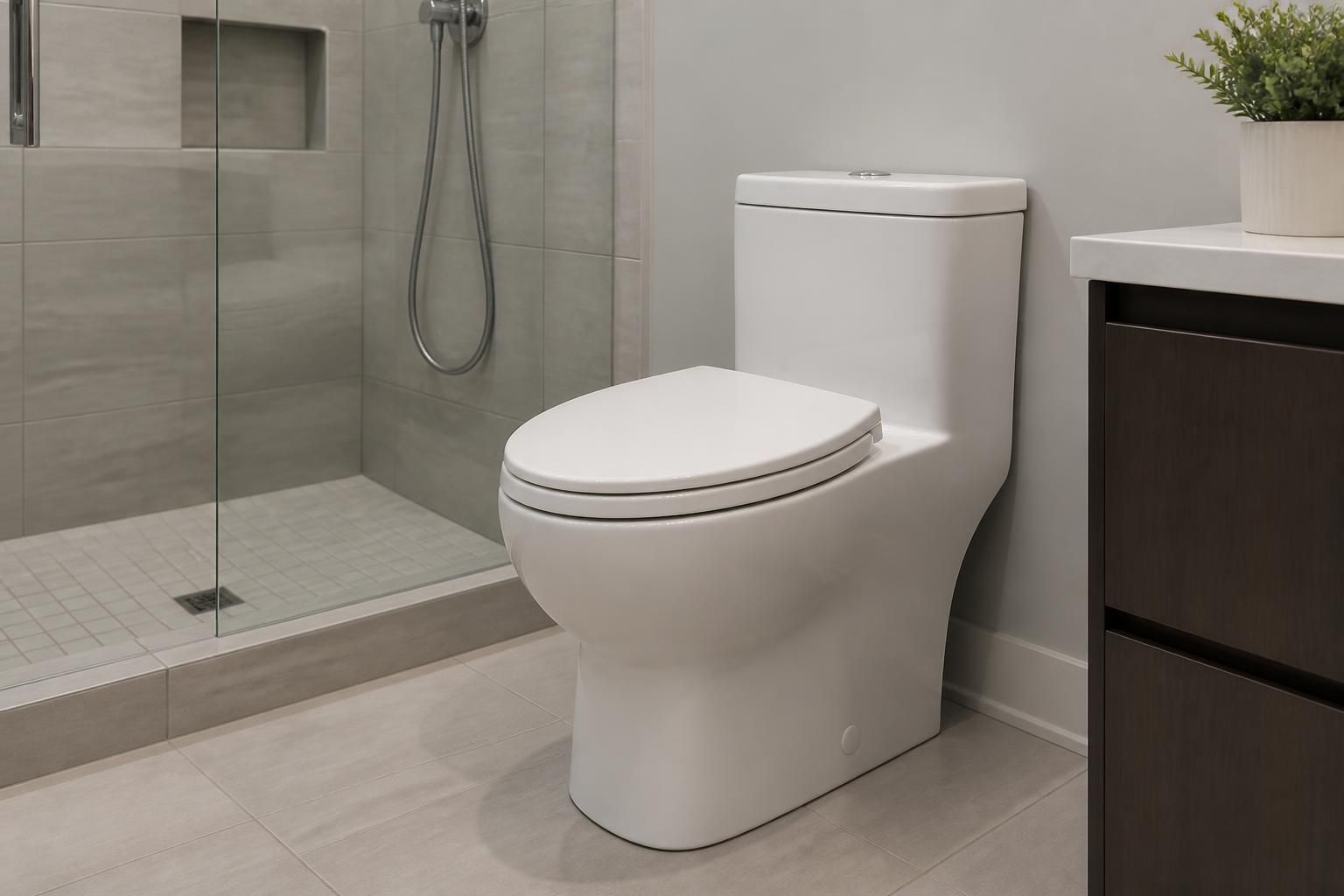 Modern finished toilet in a clean bathroom.